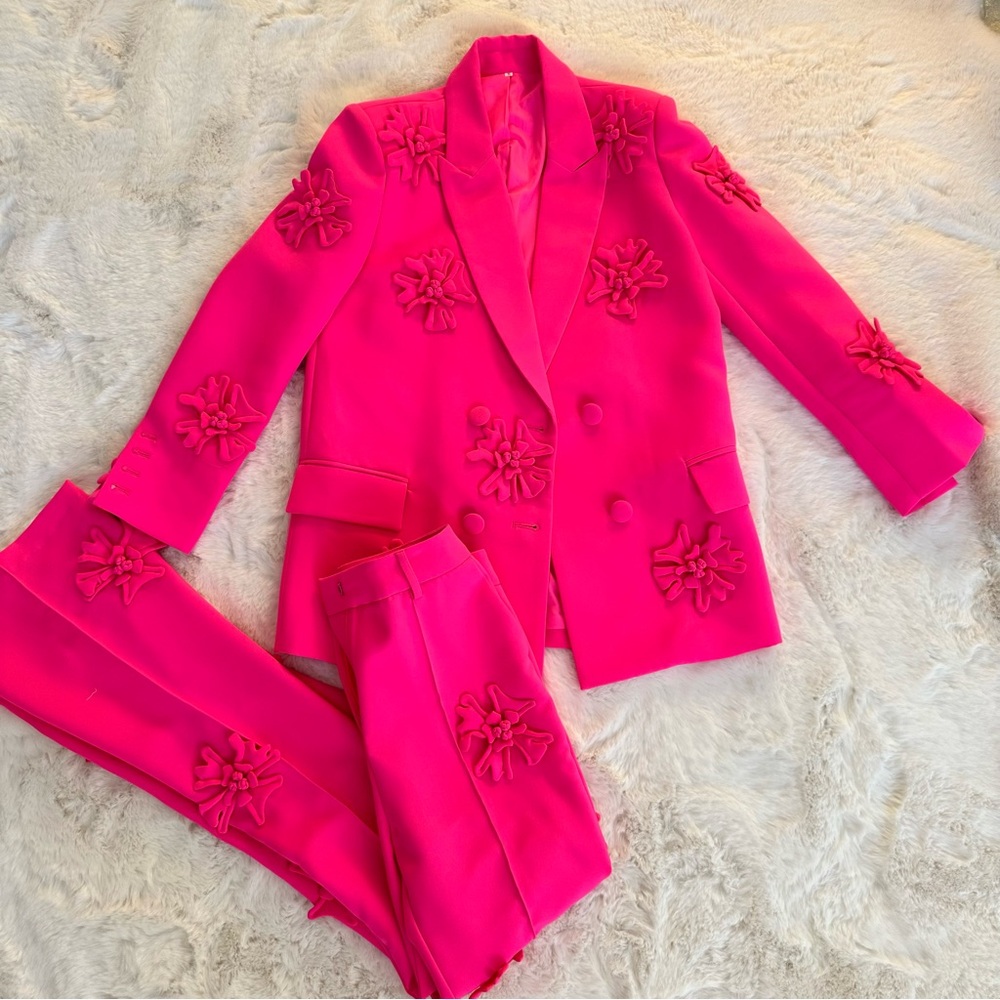 Pink Floral Blazer and Pants set